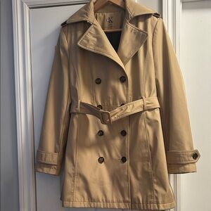 Calvin Klein Tan Double-Breasted Trench Coat with Belt